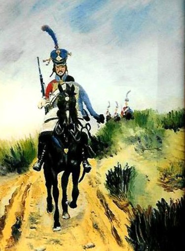 Painting titled "Le hussard d'après…" by Maryvonne Lepinoy (MARLEN), Original Artwork, Oil