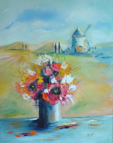 Painting titled "le moulin" by Maryvonne Lepinoy (MARLEN), Original Artwork