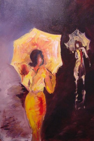 Painting titled "Parapluies" by Maryvonne Lepinoy (MARLEN), Original Artwork