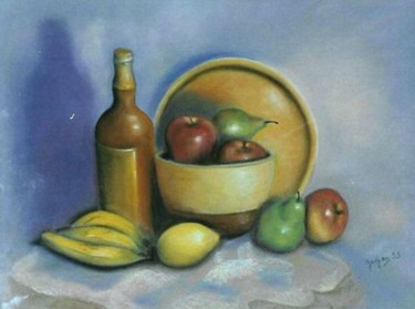 Malarstwo zatytułowany „Nature morte aux fr…” autorstwa Maryvonne Lepinoy (MARLEN), Oryginalna praca, Pastel