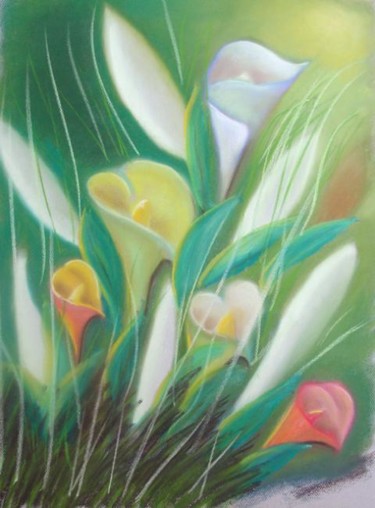 Painting titled "Les Arums" by Maryvonne Lepinoy (MARLEN), Original Artwork