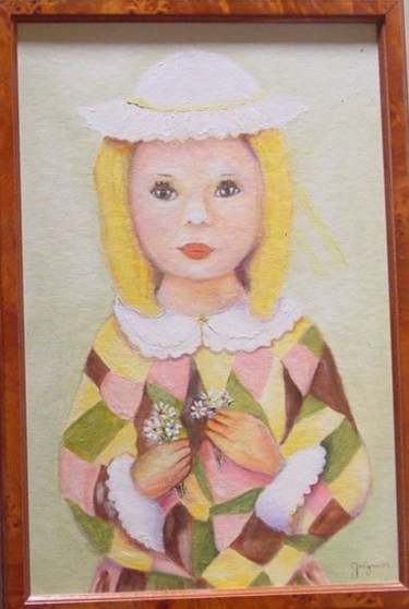 Painting titled "La fillette gavroche" by Maryvonne Lepinoy (MARLEN), Original Artwork