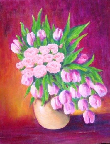 Painting titled "Les tulipes" by Maryvonne Lepinoy (MARLEN), Original Artwork