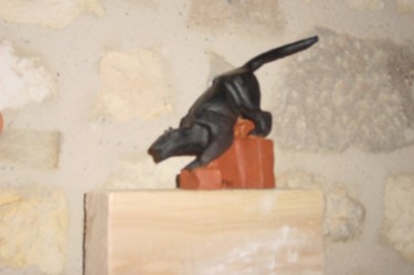 Sculpture intitulée "La panthere noire" par Maryvonne Lepinoy (MARLEN), Œuvre d'art originale, Céramique