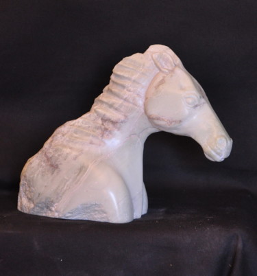 Sculpture intitulée "Mon beau cheval" par Maryvonne Lepinoy (MARLEN), Œuvre d'art originale, Pierre