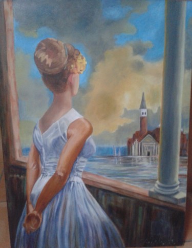 Painting titled "Venise rêverie" by Marie Christine Le Quer, Original Artwork, Oil
