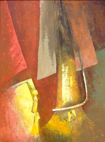 Painting titled "Tuba" by Daniel Lequesne, Original Artwork, Oil