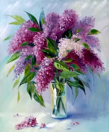 Картина под названием "Lilac bouquet" - Лера Проказова, Подлинное произведение искусства, Масло