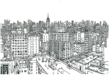 Desenho intitulada "NEW YORK" por Lera Ryazanceva, Obras de arte originais, Tinta