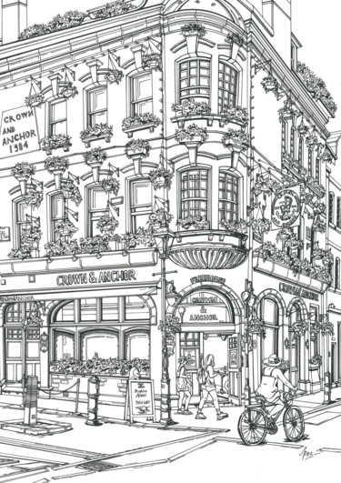 Σχέδιο με τίτλο "Covent Garden London" από Lera Ryazanceva, Αυθεντικά έργα τέχνης, Μελάνι