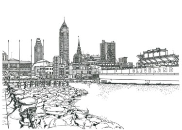 Drawing titled "Cleveland" by Lera Ryazanceva, Original Artwork, Ink