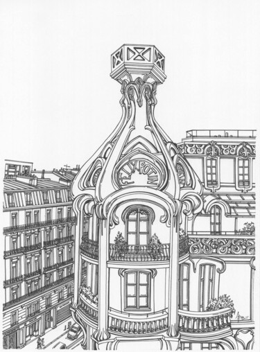 Desenho intitulada "Felix Potin Paris" por Lera Ryazanceva, Obras de arte originais, Caneta de gel