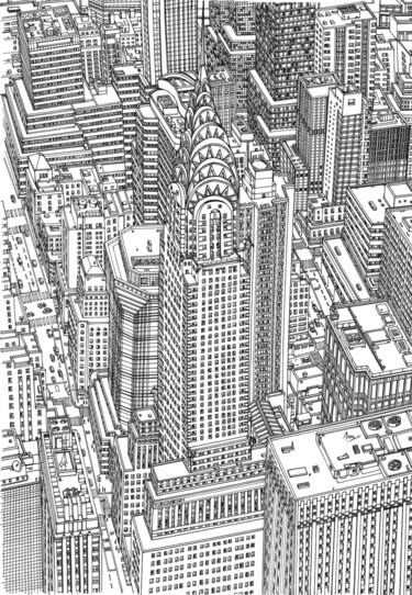 Drawing titled "Chrysler Building N…" by Lera Ryazanceva, Original Artwork, Gel pen
