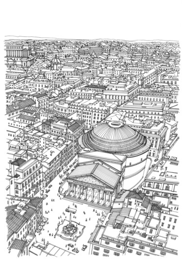 Σχέδιο με τίτλο "The Pantheon" από Lera Ryazanceva, Αυθεντικά έργα τέχνης, Μελάνι