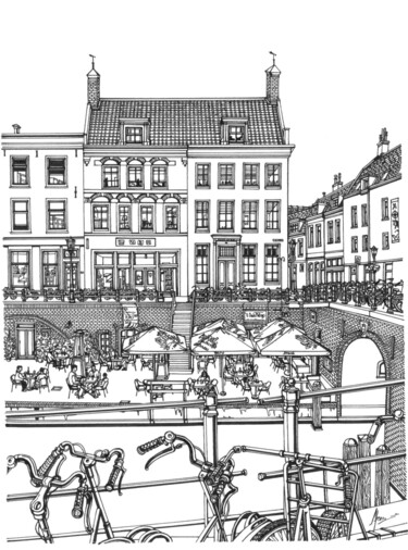 Dessin intitulée "Utrecht" par Lera Ryazanceva, Œuvre d'art originale, Encre