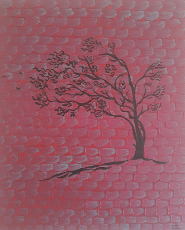 Peinture intitulée "Red maroon texture…" par Lera Munoz, Œuvre d'art originale, Huile