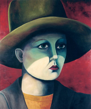 Peinture intitulée "La fille au chapeau…" par Leriche, Œuvre d'art originale, Huile