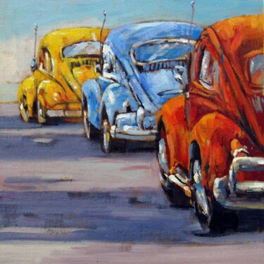 Painting titled "Car 005" by Lermay Chang, Original Artwork, Oil Mounted on Wood Stretcher frame