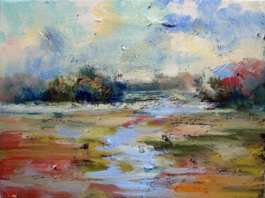 Painting titled "Landscape on board…" by Lermay Chang, Original Artwork, Oil