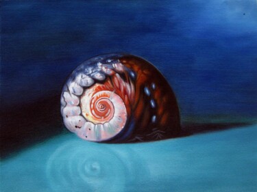 Painting titled "Conch 001" by Lermay Chang, Original Artwork, Oil Mounted on Wood Stretcher frame