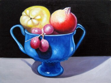 Painting titled "Pomegranate grasp 0…" by Lermay Chang, Original Artwork, Oil Mounted on Wood Stretcher frame