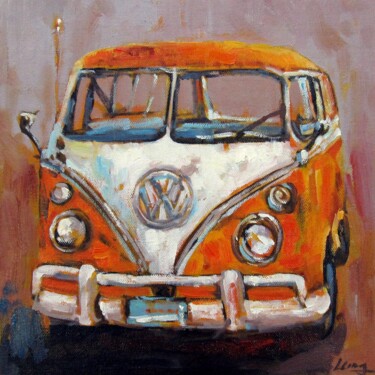Painting titled "Car 009" by Lermay Chang, Original Artwork, Oil Mounted on Wood Stretcher frame
