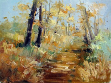 Painting titled "Country 119" by Lermay Chang, Original Artwork, Oil Mounted on Wood Stretcher frame