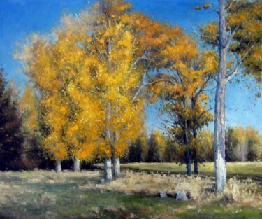 Painting titled "Country #306" by Lermay Chang, Original Artwork, Oil Mounted on Wood Stretcher frame