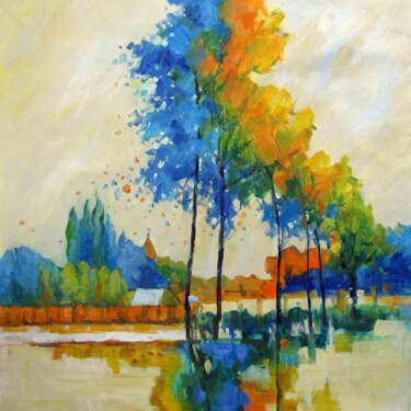 Painting titled "Trees #401" by Lermay Chang, Original Artwork, Oil