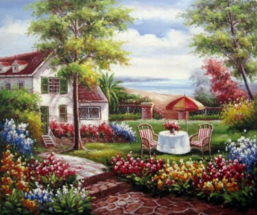 绘画 标题为“Garden 101” 由Lermay Chang, 原创艺术品, 油 安装在木质担架架上