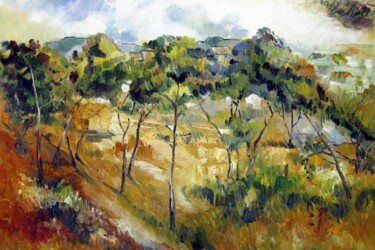 Painting titled "Paul Cezanne #004 (…" by Lermay Chang, Original Artwork, Oil Mounted on Wood Stretcher frame