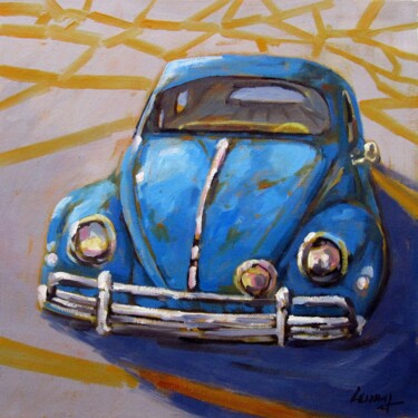 Painting titled "Car 201" by Lermay Chang, Original Artwork, Oil Mounted on Wood Stretcher frame