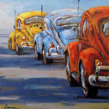 Painting titled "Car 202" by Lermay Chang, Original Artwork, Oil Mounted on Wood Stretcher frame