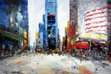 Peinture intitulée "Time Square #009" par Lermay Chang, Œuvre d'art originale, Huile Monté sur Châssis en bois
