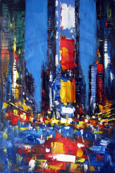 Peinture intitulée "Time Square #011" par Lermay Chang, Œuvre d'art originale, Huile Monté sur Châssis en bois