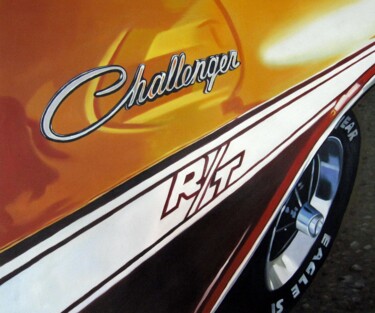 Schilderij getiteld "Challenger 001" door Lermay Chang, Origineel Kunstwerk, Olie Gemonteerd op Frame voor houten brancard