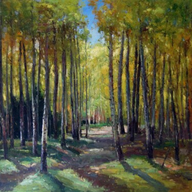 Painting titled "Trees #301" by Lermay Chang, Original Artwork, Oil Mounted on Wood Stretcher frame