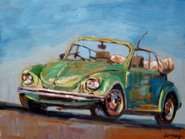 Painting titled "Car 105" by Lermay Chang, Original Artwork, Oil Mounted on Wood Stretcher frame
