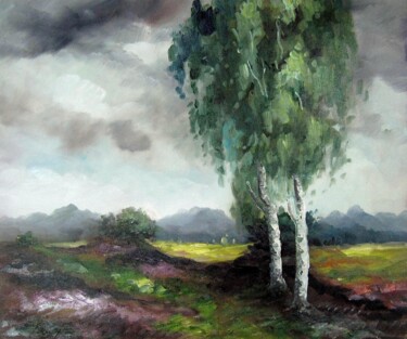 Ζωγραφική με τίτλο "Tree 306" από Lermay Chang, Αυθεντικά έργα τέχνης, Λάδι Τοποθετήθηκε στο Ξύλινο φορείο σκελετό