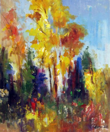 Painting titled "Tree 311" by Lermay Chang, Original Artwork, Oil Mounted on Wood Stretcher frame