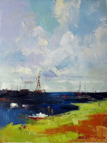 Painting titled "Seaside 101" by Lermay Chang, Original Artwork, Oil Mounted on Wood Stretcher frame