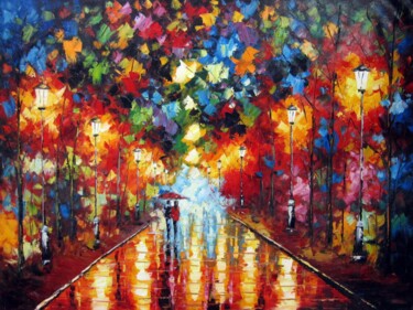 Malerei mit dem Titel "Romantic night 301" von Lermay Chang, Original-Kunstwerk, Öl