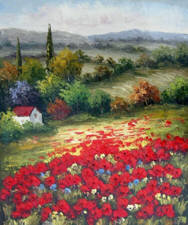 Painting titled "Tuscany 002" by Lermay Chang, Original Artwork, Oil Mounted on Wood Stretcher frame