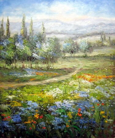 Painting titled "Tuscany 003" by Lermay Chang, Original Artwork, Oil Mounted on Wood Stretcher frame