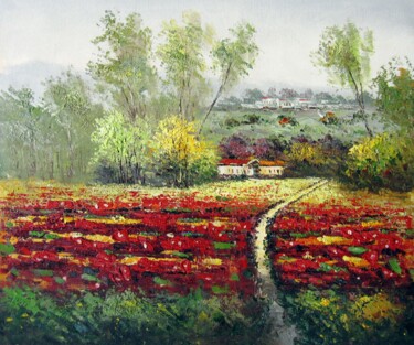 Painting titled "Tuscany 005" by Lermay Chang, Original Artwork, Oil Mounted on Wood Stretcher frame