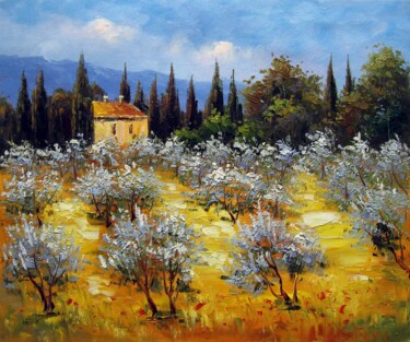 Painting titled "Tuscany 019" by Lermay Chang, Original Artwork, Oil Mounted on Wood Stretcher frame