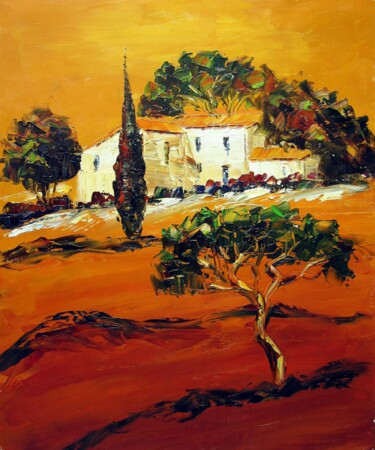 Painting titled "Tuscany 020" by Lermay Chang, Original Artwork, Oil Mounted on Wood Stretcher frame