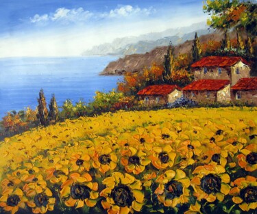 Painting titled "Tuscany 021" by Lermay Chang, Original Artwork, Oil Mounted on Wood Stretcher frame