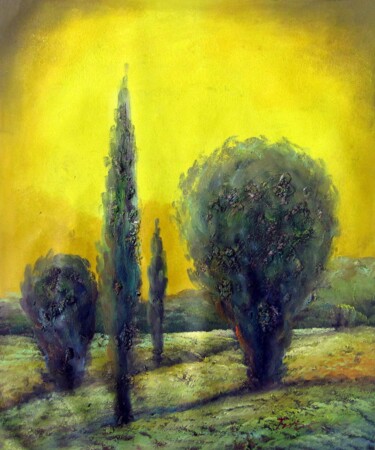 Painting titled "Tuscany 022" by Lermay Chang, Original Artwork, Oil Mounted on Wood Stretcher frame
