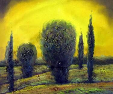 Painting titled "Tuscany 024" by Lermay Chang, Original Artwork, Oil Mounted on Wood Stretcher frame